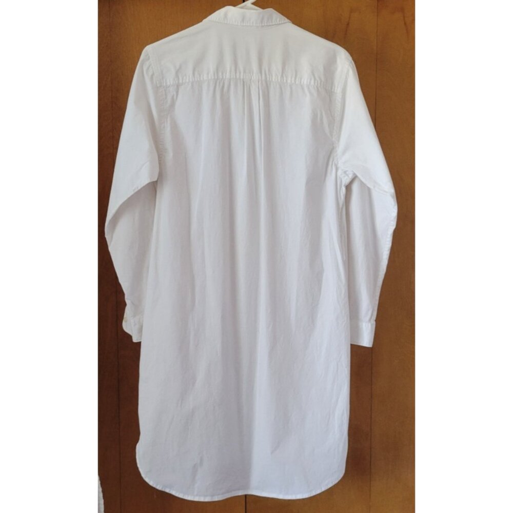 J. Crew Dress Cover Up White Long Sleeves Med. button up casual crisp beach EUC - Picture 11 of 13